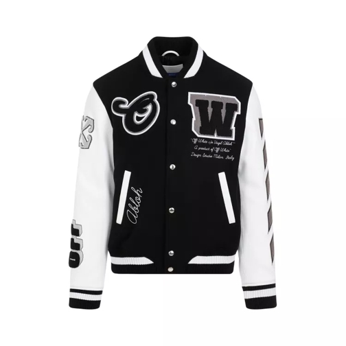 Off-White Black Varsity Wool Leather Jacket Black 