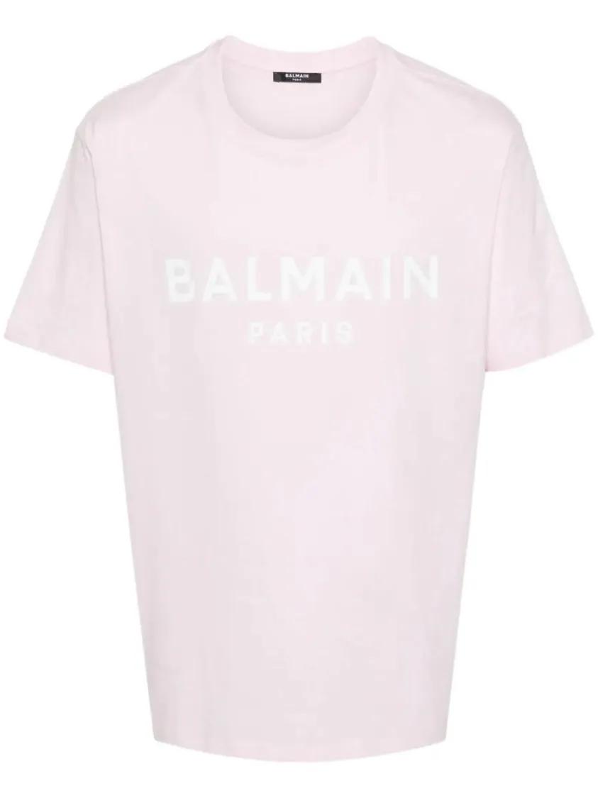 Thumbnail - Balmain - Logo-Print Cotton T-Shirt - Größe XS - pink