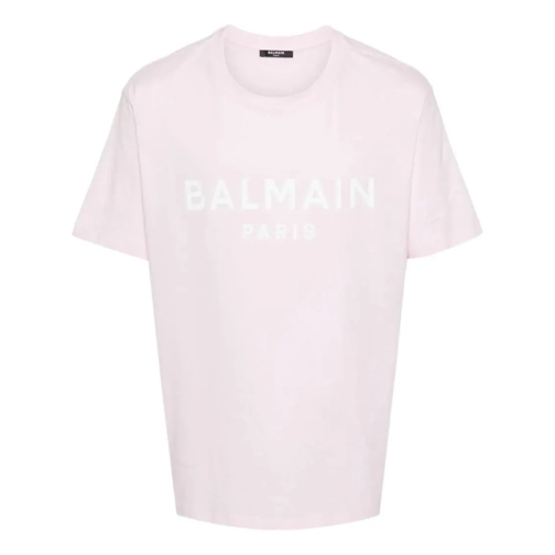 Balmain T-Shirts Logo-Print Cotton T-Shirt Pink