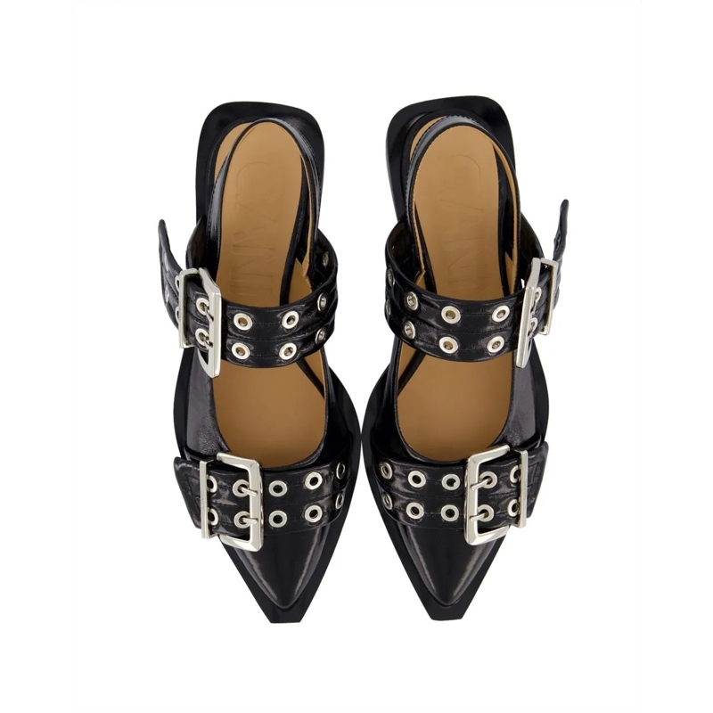GANNI Ballerinas Dames Chunky Buckle Ballerina Auberg rot(Image 3)