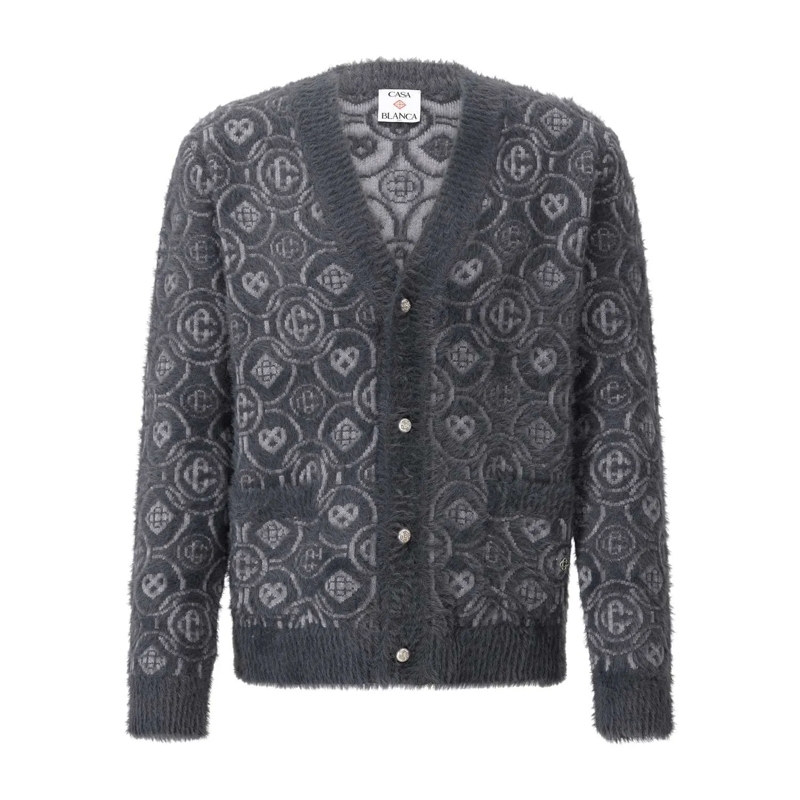 Casablanca Vest Strickjacke aus Wollmix & Logoprint Grau