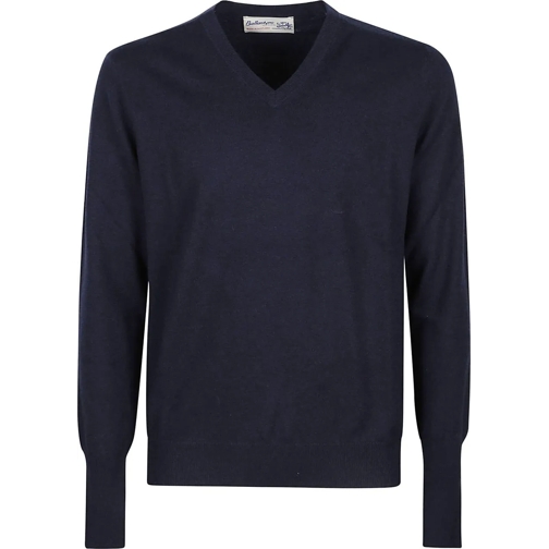 Ballantyne  Plain V-neck Sweater Blue blau