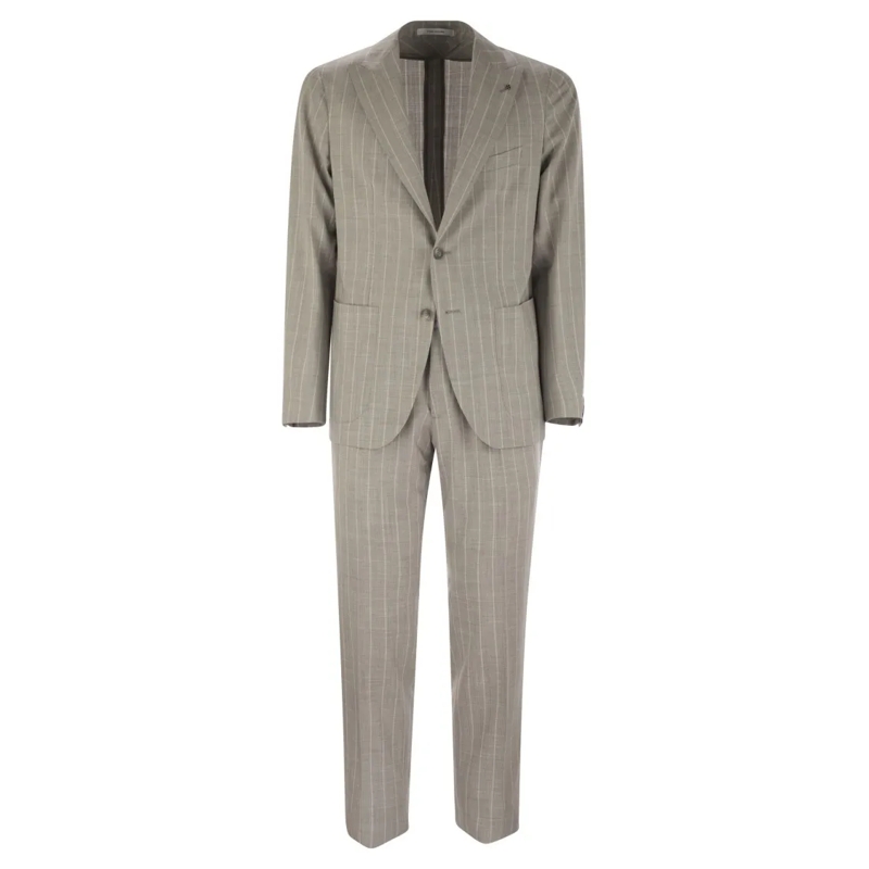 Tagliatore Anzugkombination Pinstripe Suit In Wool And Silk Grey