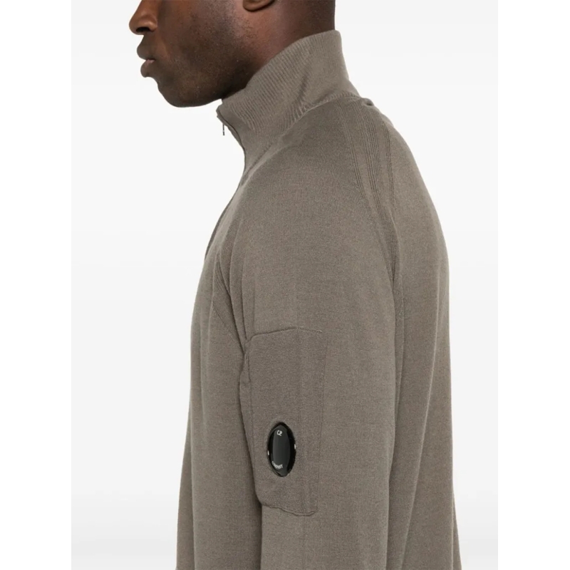CP Company Pullover Lens-Detailed Olive Green Sweater Green (Image 5)
