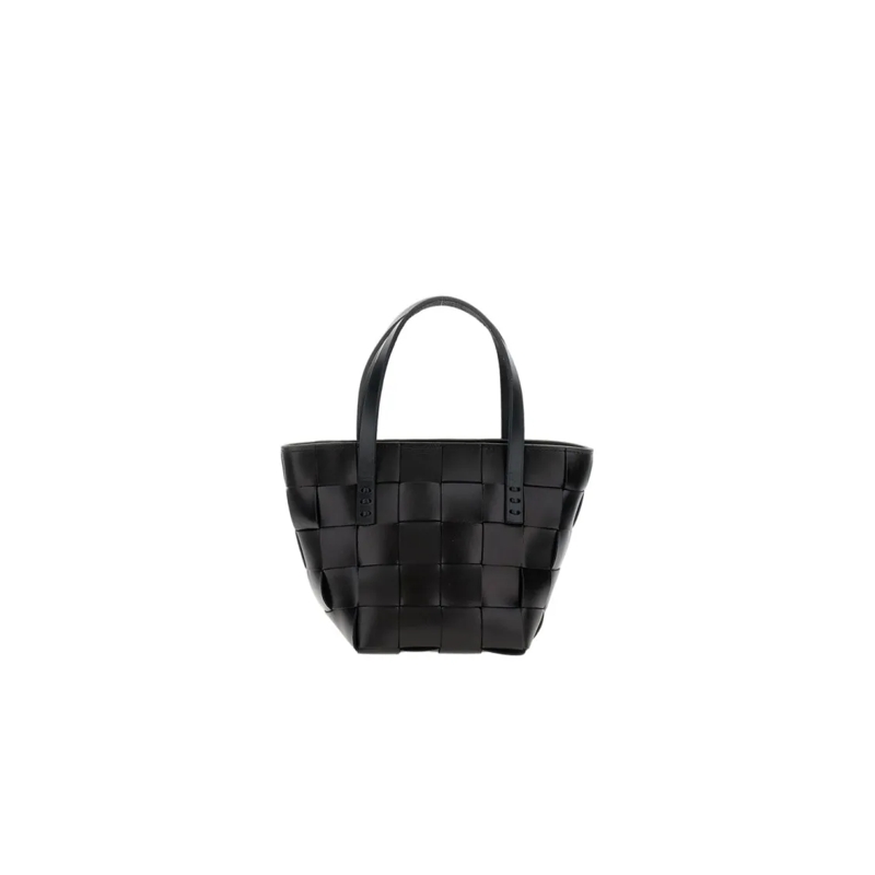 DRAGON DIFFUSION Fourre-tout Mini Japan Bag With Hand-Woven Leather Weave Black