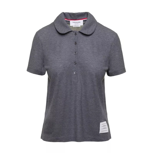 Thom Browne Grey Polo Shirt With Peter-Pan Collar And Logo Pat Grey 