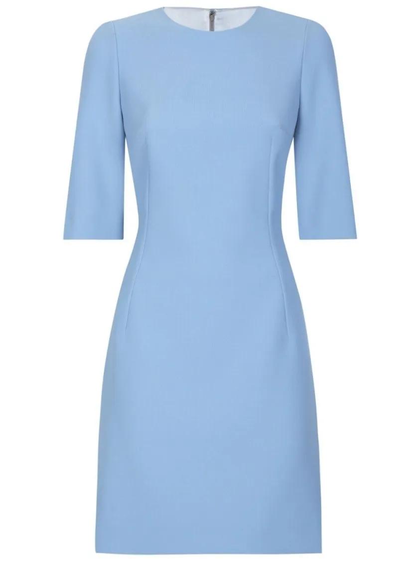 Thumbnail - Dolce&Gabbana - Fitted Wool Dress With Round Neckline - Größe 44 - blau
