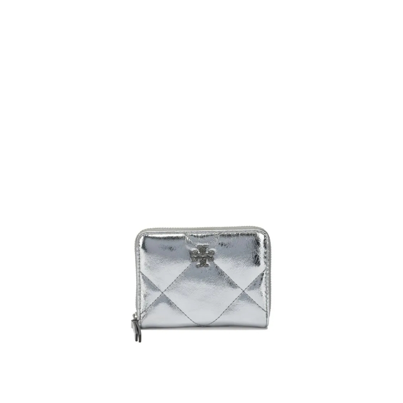 Tory Burch Geldbörse Quilted Silver Cow Leather Wallet White