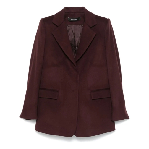 Federica Tosi Blazer Bordeaux Red Virgin Wool-Cashmere Blend Blaze Burgundy