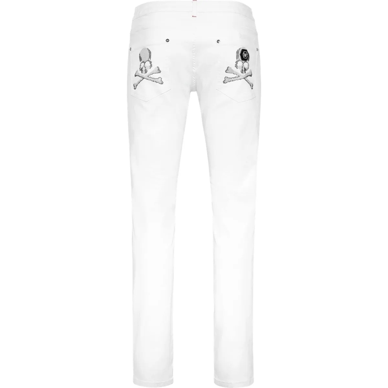 Philipp Plein Jeans mit geradem Bein Denim-Hose Skull weiss(Image 2)