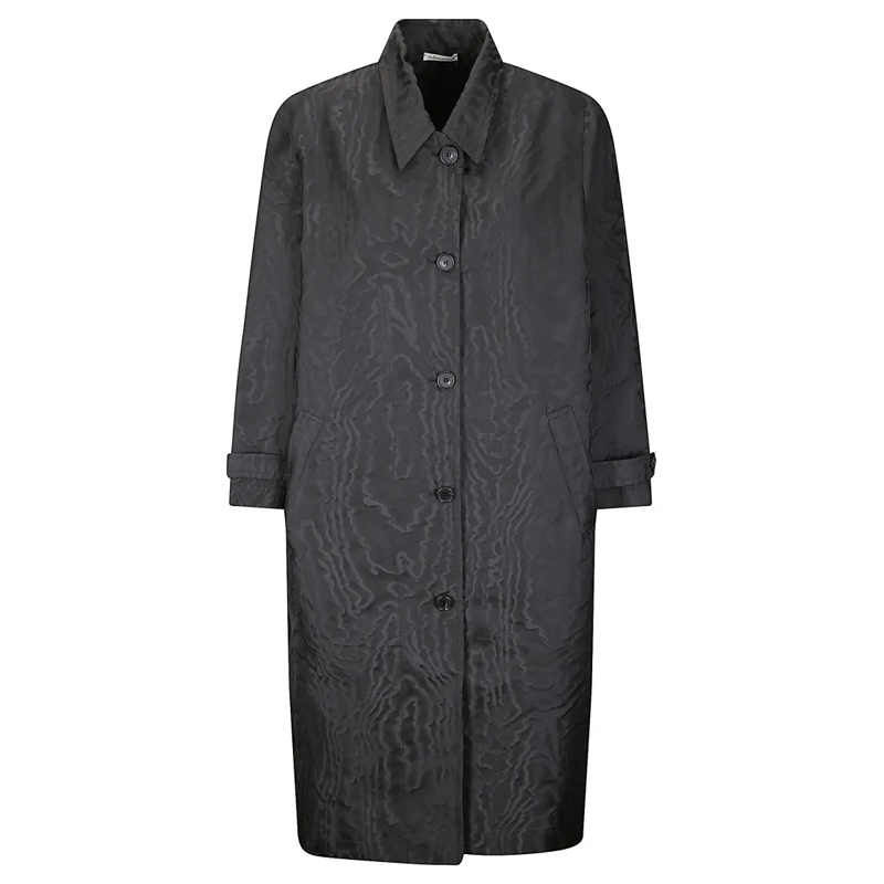 STEFANO MORTARI Bontjassen Lightweight Black Trench Coat With Embossed Patter Black
