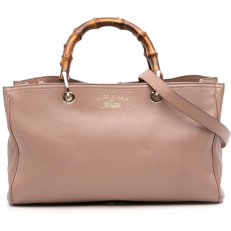 Gucci Sac à bandoulière Medium Calfskin Bamboo Shopper Satchel braun