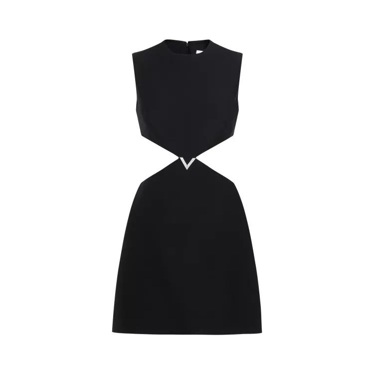 VALENTINO - Black Virgin Wool Mini Dress - Größe 40 - black