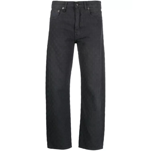 R13 Gingham-Jacquard Straight-Leg Denim Jeans Black Jeans a gamba dritta