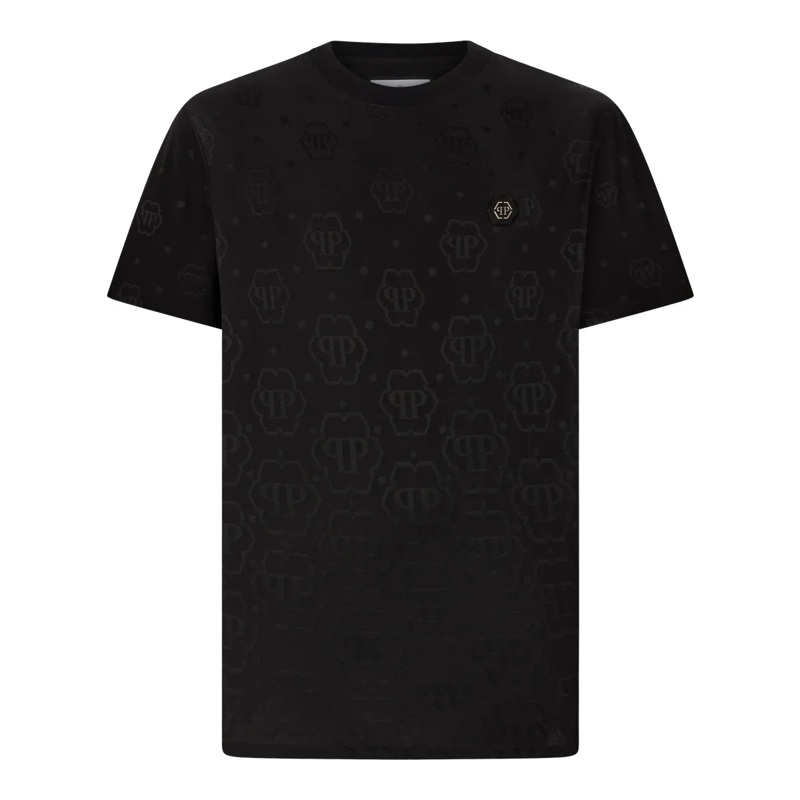 Philipp Plein T-Shirt Round Neck T-Shirt Jacquard Tennis Monogram schwarz