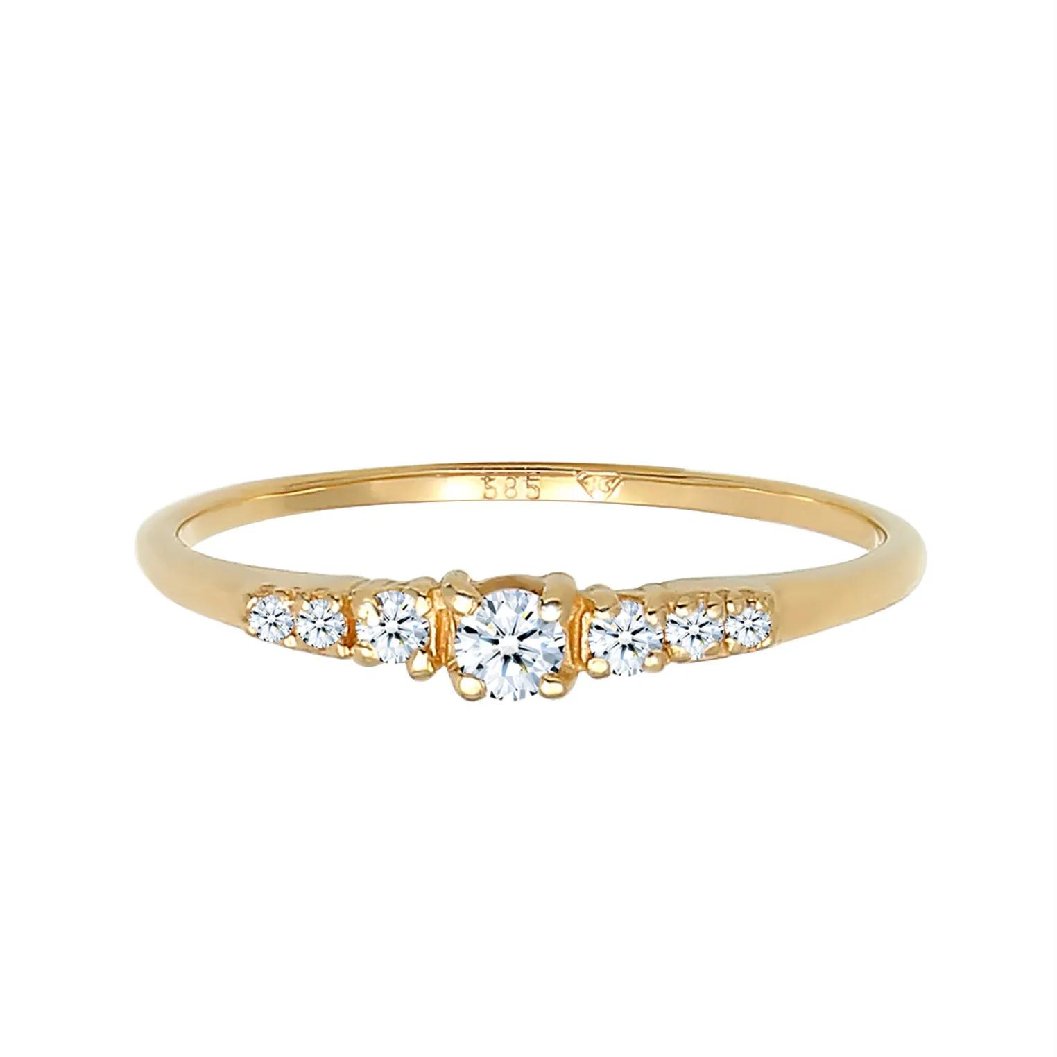 Thumbnail - Elli Ringe - Ring Ladies Engagement Elegant with Diamonds (0.11 - Gr. 52 MM - in Gold - für Damen