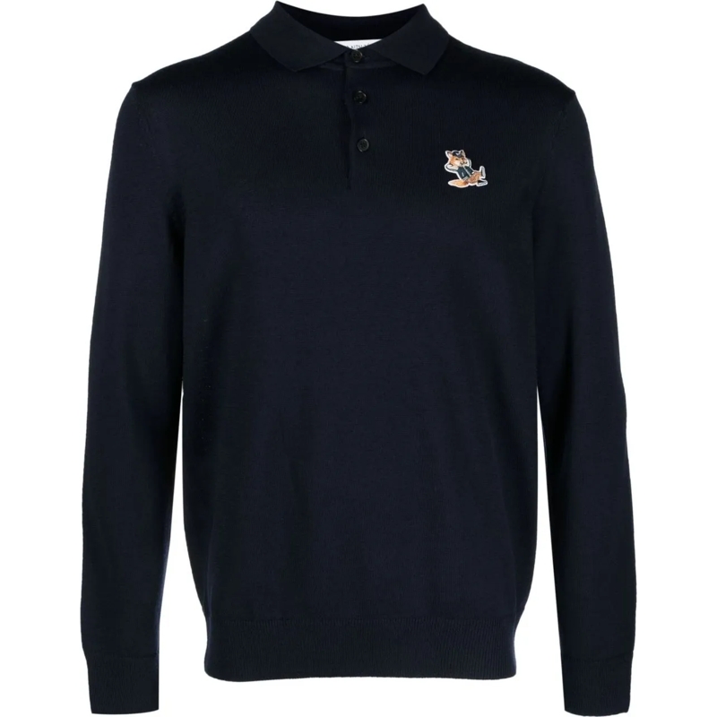 Maison Kitsune Midikleid Dressed Fox Patch Regular Polo Jumper blau