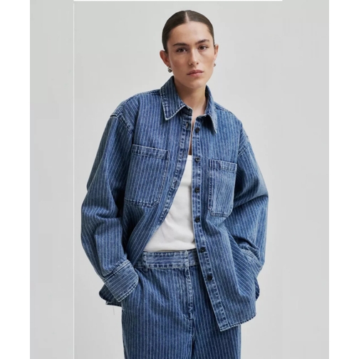 Diverse Oversized Pinstripe Jeanshemd mehrfarbig 