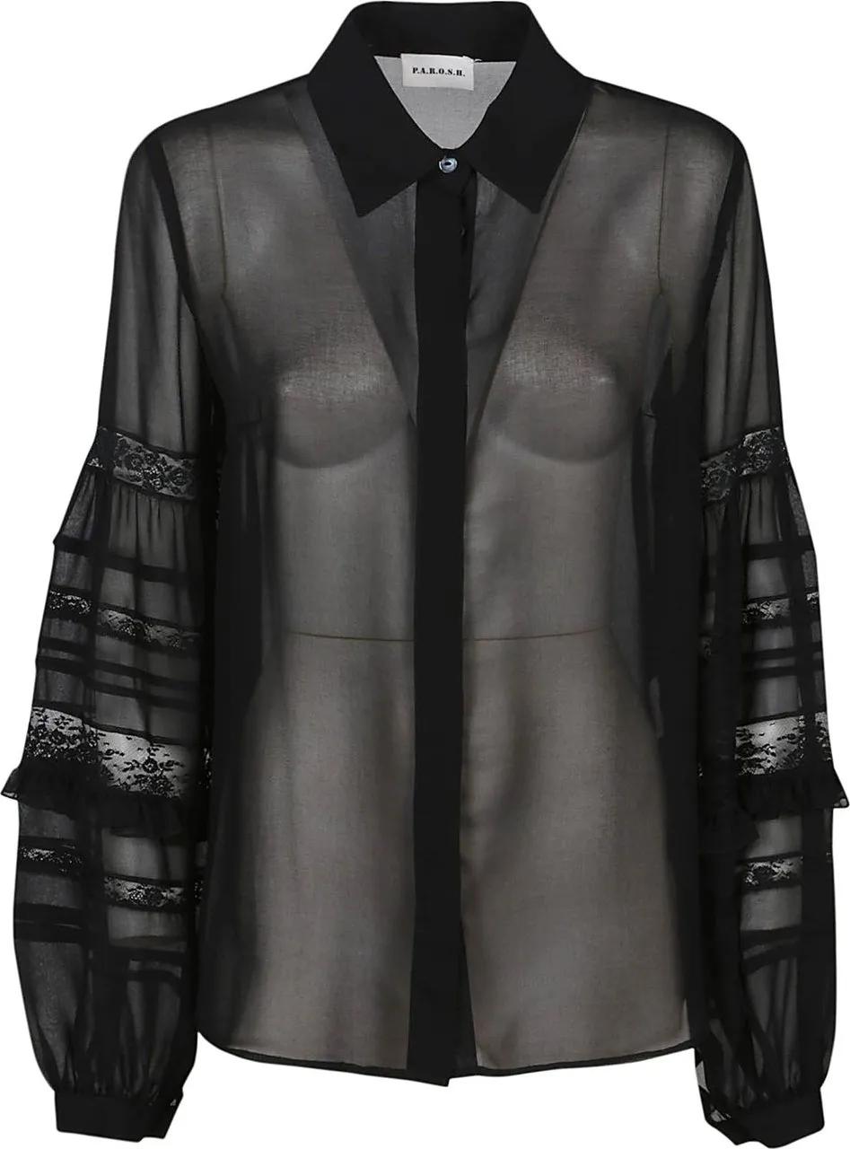 Thumbnail - P.A.R.O.S.H. - Polidori Long Sleeve Shirt Black - Größe L - schwarz