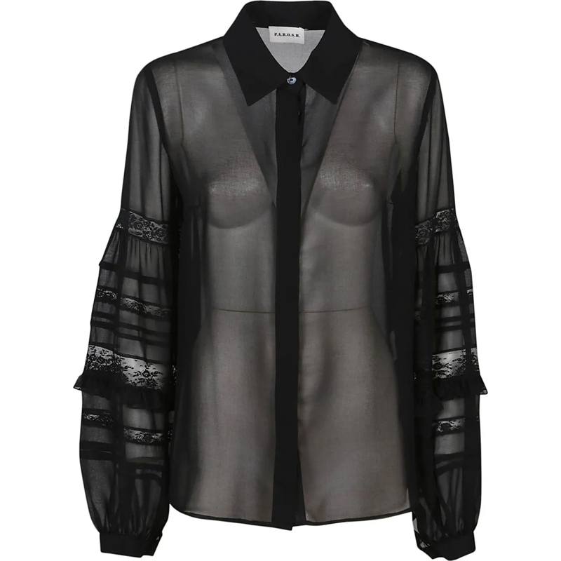 P.A.R.O.S.H. Chemisier Polidori Long Sleeve Shirt Black schwarz