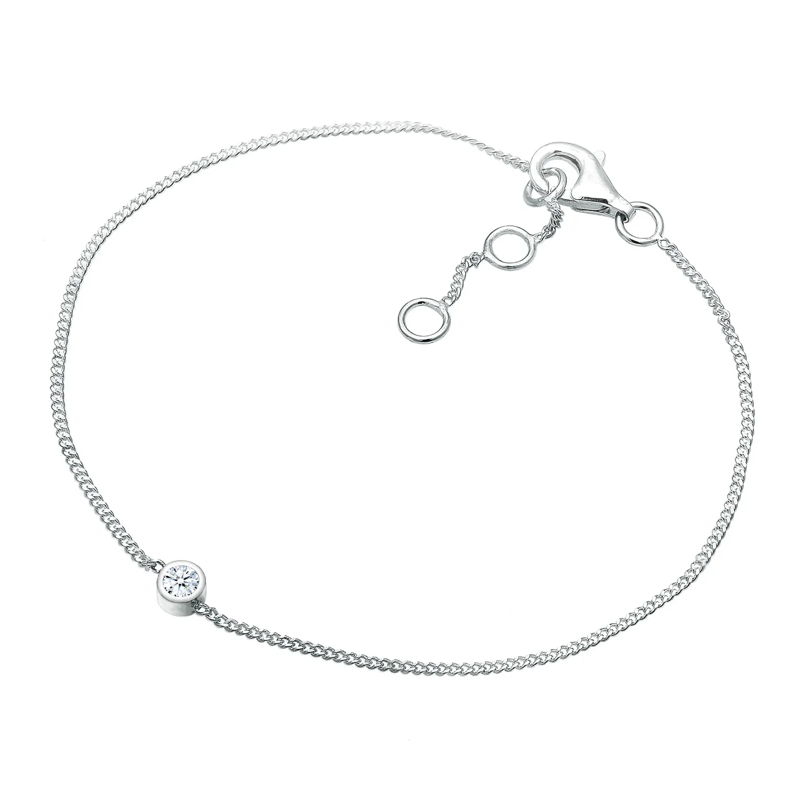Elli Armband Armband Solitär Panzerkette Diamant (0.06 ct.) 925 silber(Image 2)