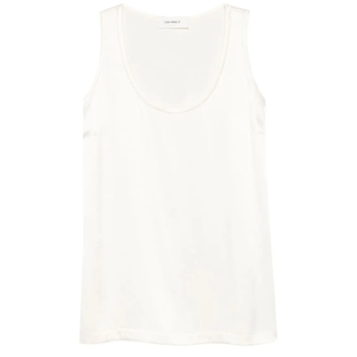 Lisa Yang Blusen White Scoop Neck Silk Tank Top White