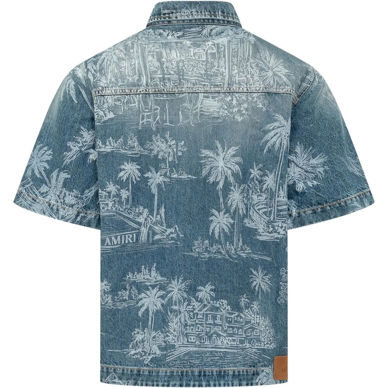 Amiri Haut décontracté Chateau Camicia Denim con Stampa Paesaggio blau(Image 2)
