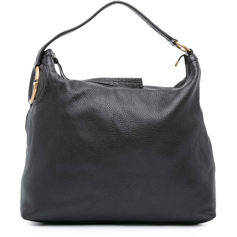 Gucci Schultertasche Pebbled Calfskin Twill Hobo schwarz