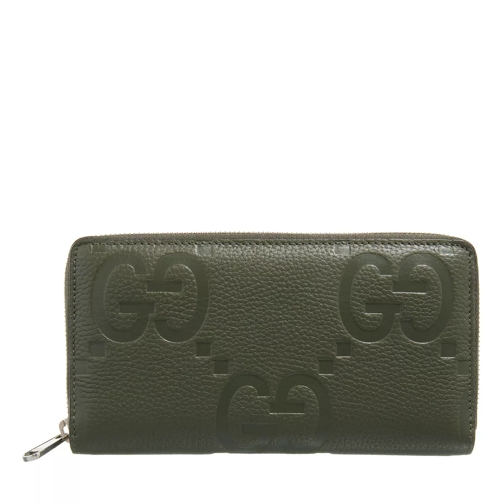 Gucci Jumbo GG Zip-Around Wallet Dark Vintage Olive Ritsportemonnee