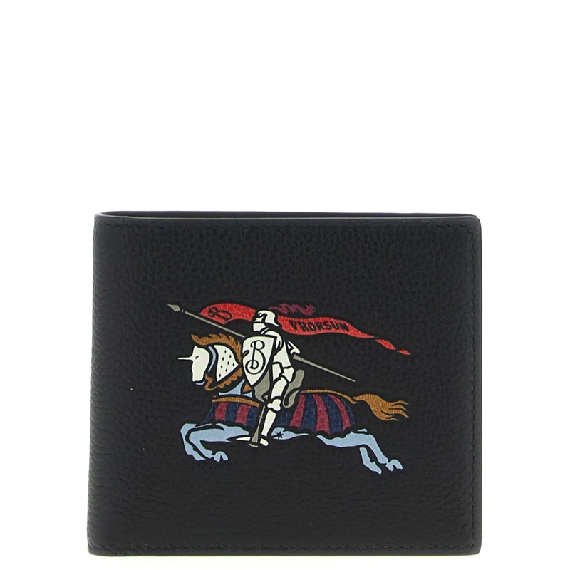 Burberry Porte-monnaie Bifold Hammered Leather Wallet With Print And Logo Black
