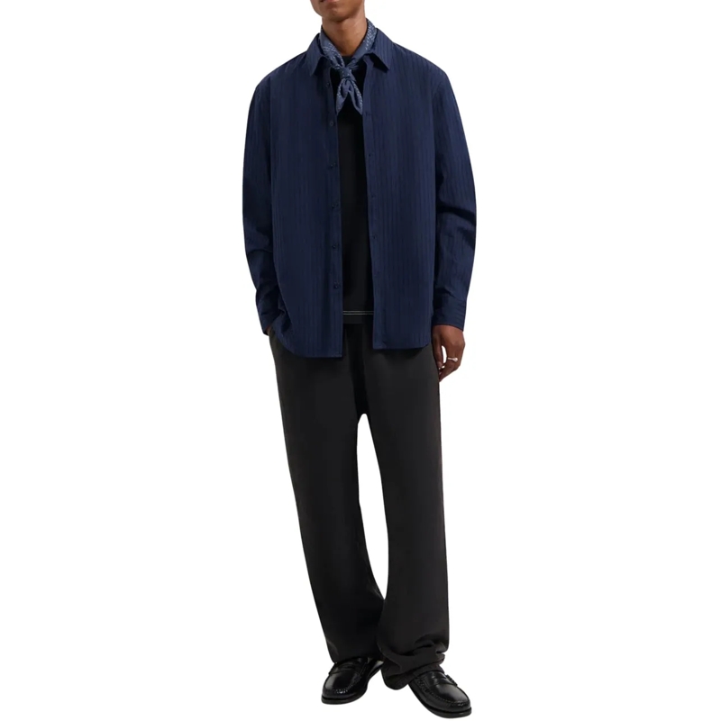 ØLÅF  Olaf Stitched Striped Relaxed Shirt Lange Mouw Ove blau(Image 3)