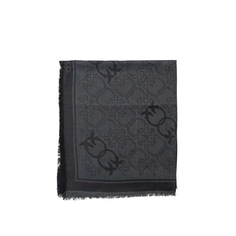 Pinko Écharpe légère Dark Grey Scarf With Intricate Pattern Grey