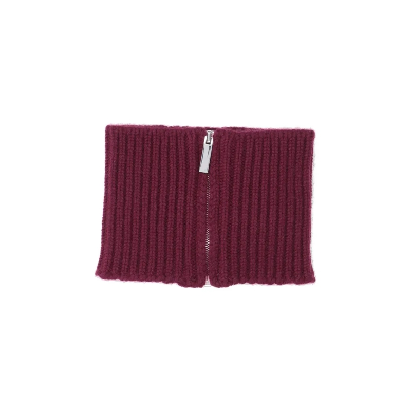 Sa Su Phi Écharpe légère Ribbed Knit Scarf With Central Zipper In Deep Red Red