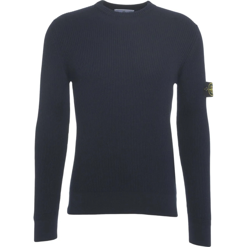 Stone Island  Ribbed sweater with logo blau