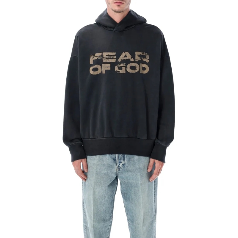 FEAR OF GOD  Black Cotton Hoodie Black