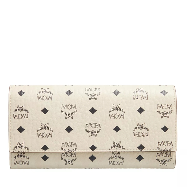 MCM Aren Visetos Continental Large Beige Tri Fold Wallet