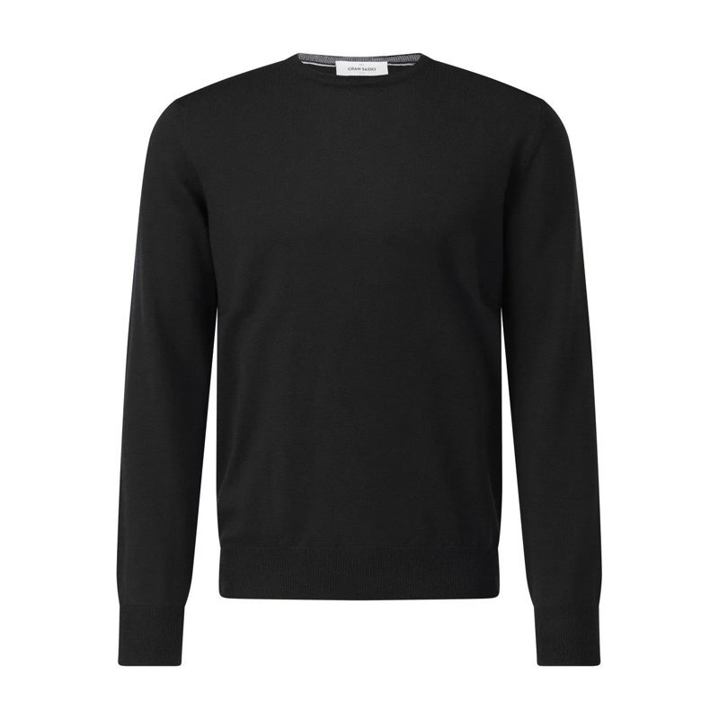 Gran Sasso  Rundhalspullover aus Schurwolle Schwarz