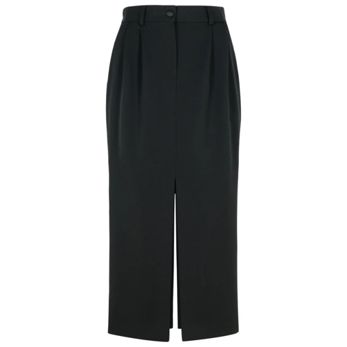 Dolce&Gabbana Midi-Röcke Black Virgin Wool Blend Skirt Black