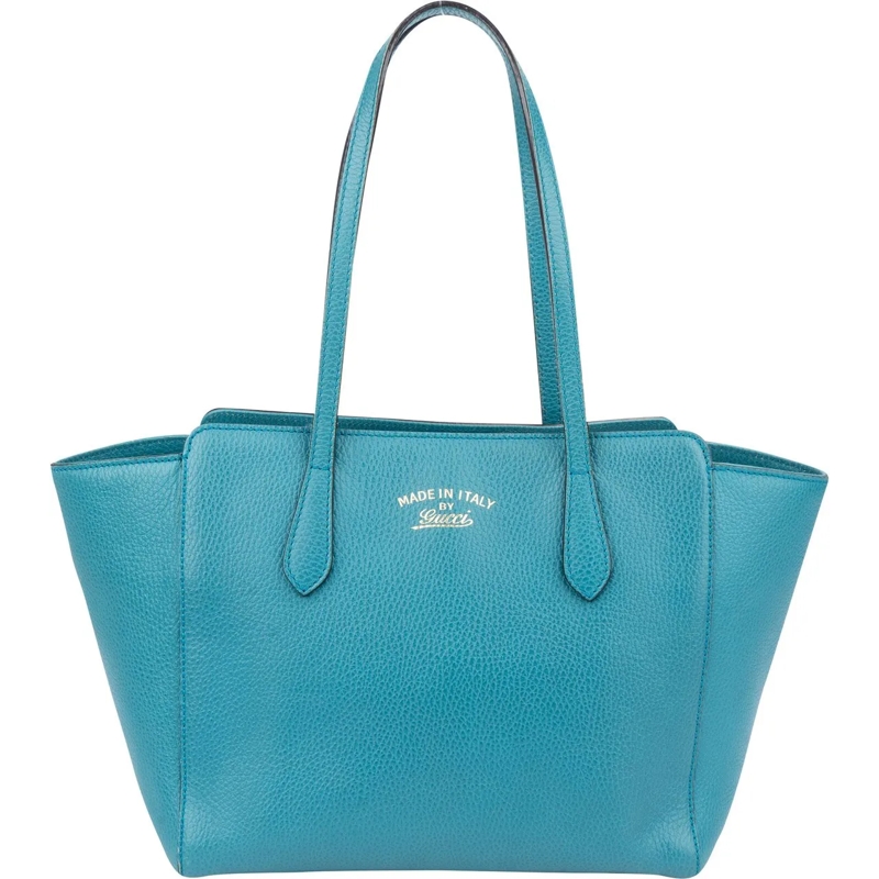 Gucci Schultertasche Gucci Blue Leather Swing Shoulder Bag schwarz