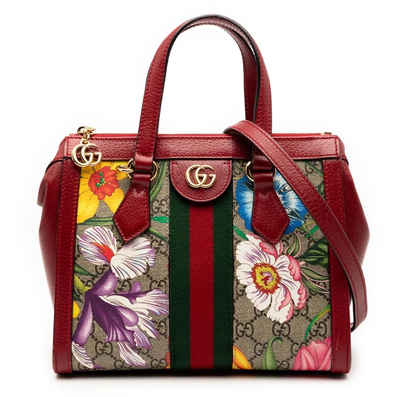 Gucci Schultertasche GG Flora Ophidia Satchel braun