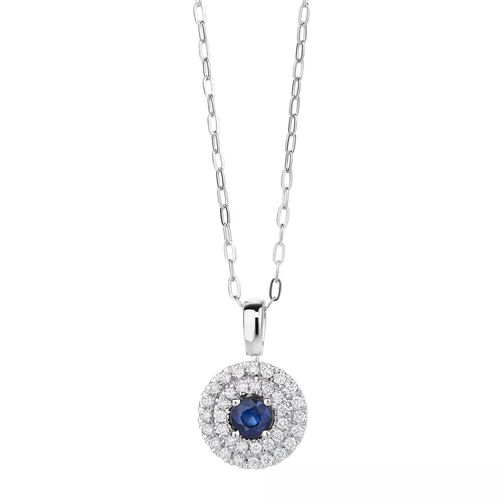 DIAMADA 18KT Sapphire And Diamond Necklace White Gold Kurze Halskette