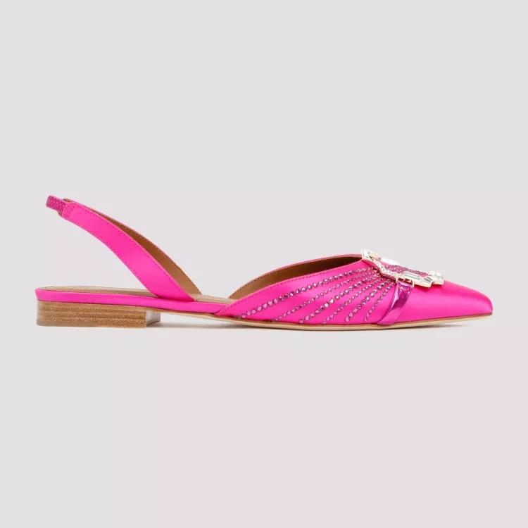 Thumbnail - Malone Souliers Sandalen - Fuchsia Satin Misha Flats - Gr. 36 (EU) - in Rosa - für Damen