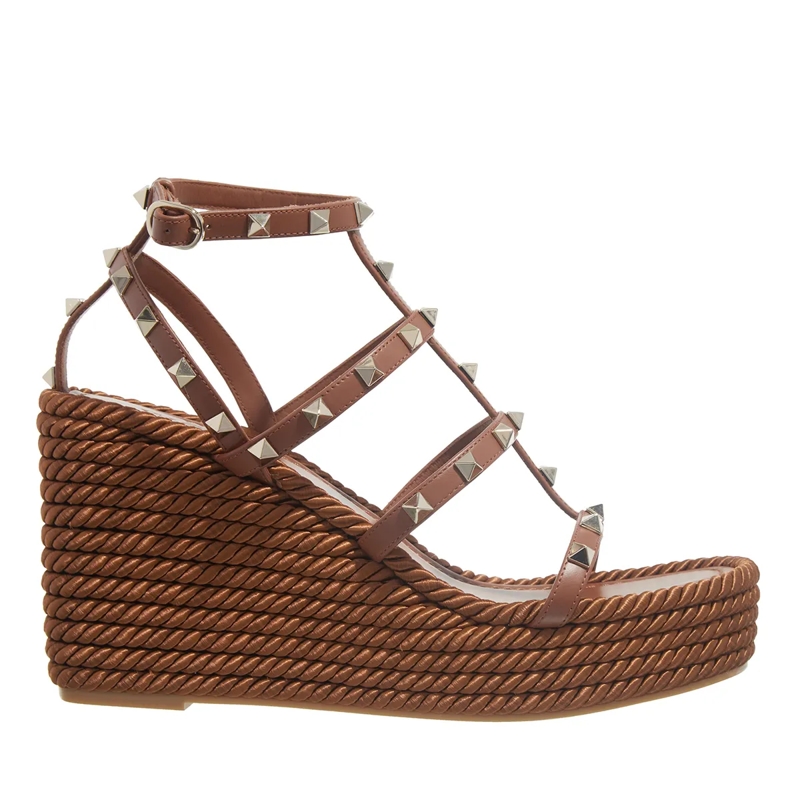 Valentino Garavani Sandaletten mit Absatz Wedge Espadrillas Tobacco