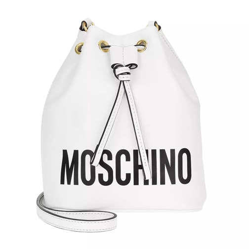 Moschino Logo Bucket Bag White Borsa a secchiello