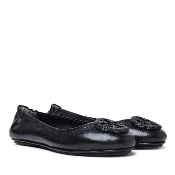 Tory Burch Loafers & Ballerinas - Minnie Travel Black Leather Ballet Flats - Gr. 6 - in Schwarz - für Damen