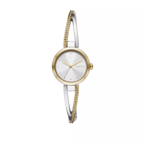 DKNY Crosswalk Three-Hand Stainless Steel Watch Silver Gold Dresswatch