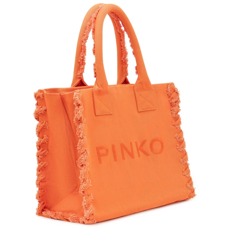 Pinko Shopper Borsa Shopper in Canvas con Logo orange(Image 2)
