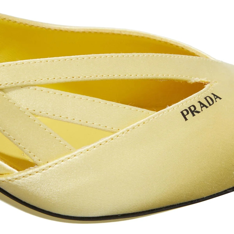Prada Pumps Satin Pumps With Cut Out Limone(Image 5)