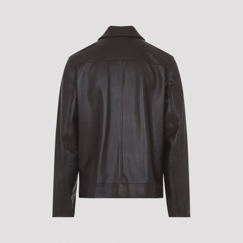 Paul Smith Leren jas Lamb Leather Jacket With Polished Finish Brown