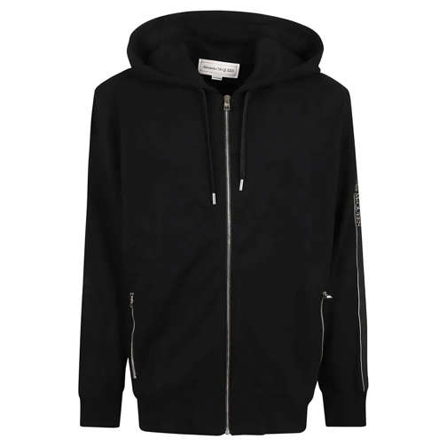 Alexander McQueen Hoodie Classic Zip Hoodie With Contrast Selvedge Detail Black